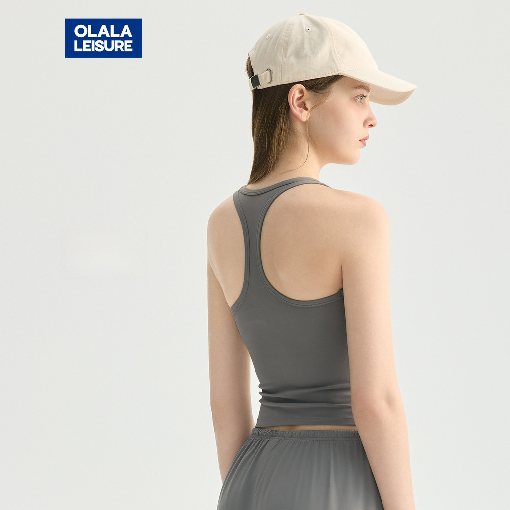 OALA เสื้อยืดโยคะ ออกแบบ Racerback ปรับทรงกระชับสัดส่วน มีถ้วยคงที่ สำหรับฟิตเนสและกีฬา