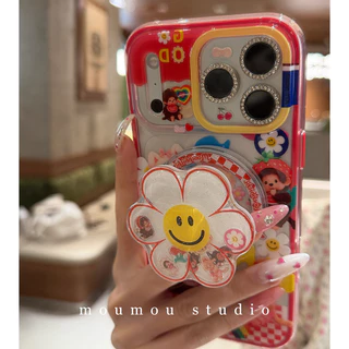 เคส Iphone พรีเมี่ยมเคสแม่เหล็ก Iphone 17 Pro Max น่ารัก Monchhichi Magnetic Phone Holder Case Iphone 14 Pro Max Bracelet Case 2 IN1 ที่ถอดออกได้สําหรับ iPhone 17 16 15 13 Pro Max