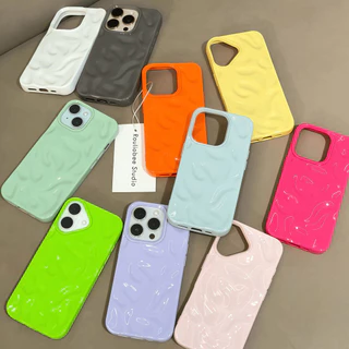 COD-ในไทย💥สำหรับ iPhone 16 15 14 13 12 11 Pro Max X XS XR XS 7 8 6 Plus เคส เคสโทรศัพท์น่ารัก Candy Color Wave