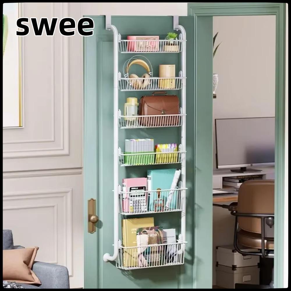 SWEE ไม่ต้องเจาะรู ด้านหลัง ที่แขวนประตู ชั้นเก็บของ ติดผนัง ห้องครัว ปรับได้หลายชั้น – โปรปัง