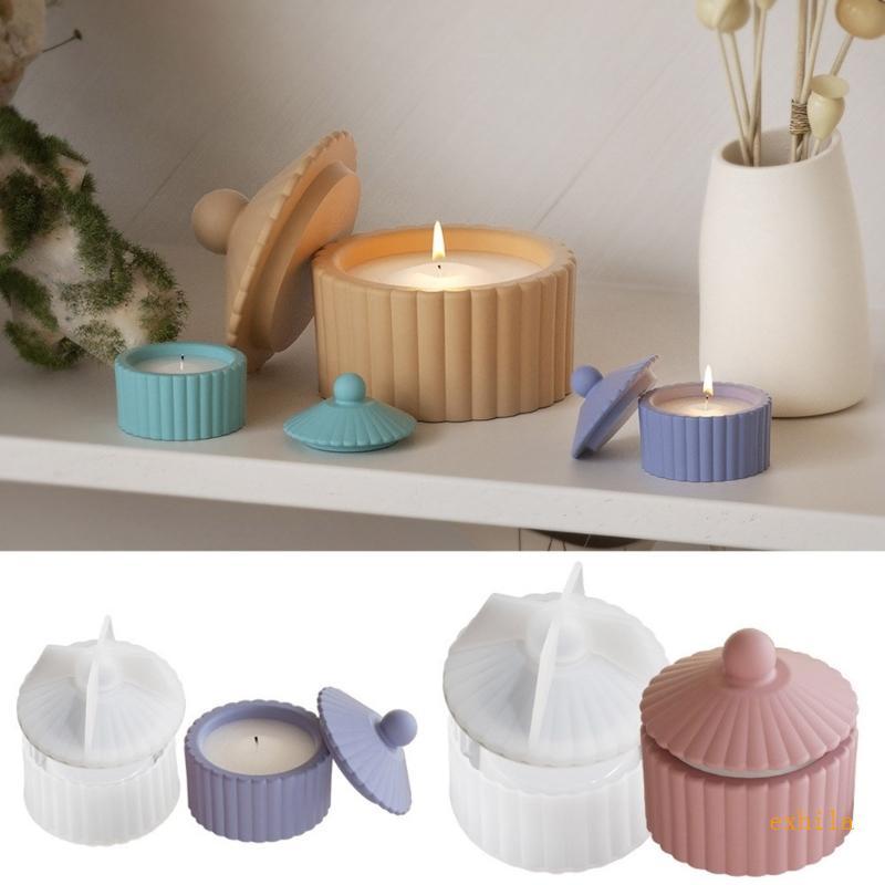 Exhila Jewelry Case Molds Stripe Pattern Cup Molds Silicone Storage Jar Mold