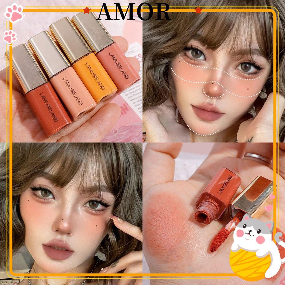 AMOR Liquid Blusher, Waterproof Mini Blush Highlighter Stick, Silky Smooth Matte Long lasting Cheek 