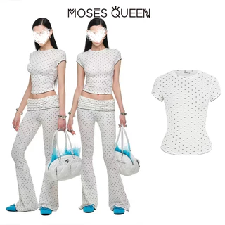 MOSESQUEEN สุภาพสตรีลูกเรือคอด้านบนน่ารักการ์ตูนแมวสุนัขและ Paw พิมพ์แฟชั่น Slim Fit นุ่ม Breathable วัสดุสไตล์หวานทุกการแข่งขันทุกวันชุดผู้หญิง #63557-63557-1