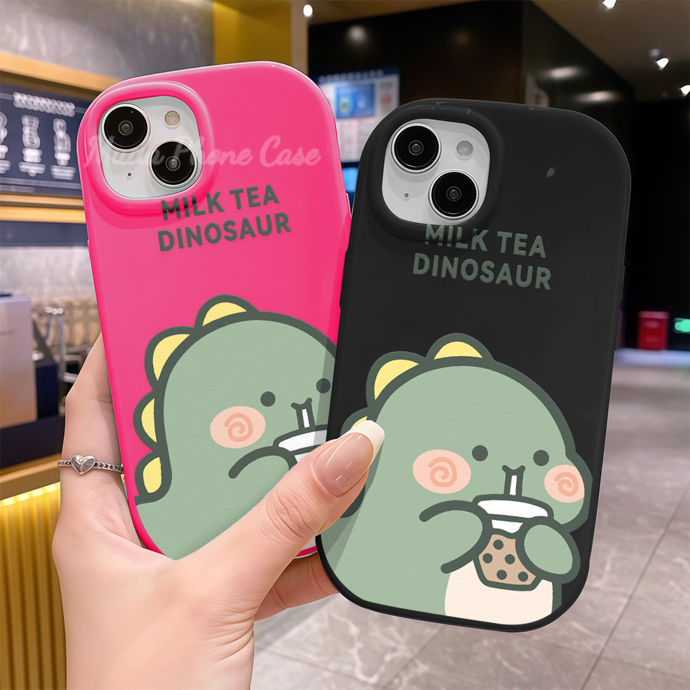 ไดโนเสาร์น่ารัก เคสสำหรับไอโฟน17 13 11 16promax กรณีมือถือขอบกลมเรียบง่าย case for iPhone 15 14 12 ProMax XS XR 78 Plus