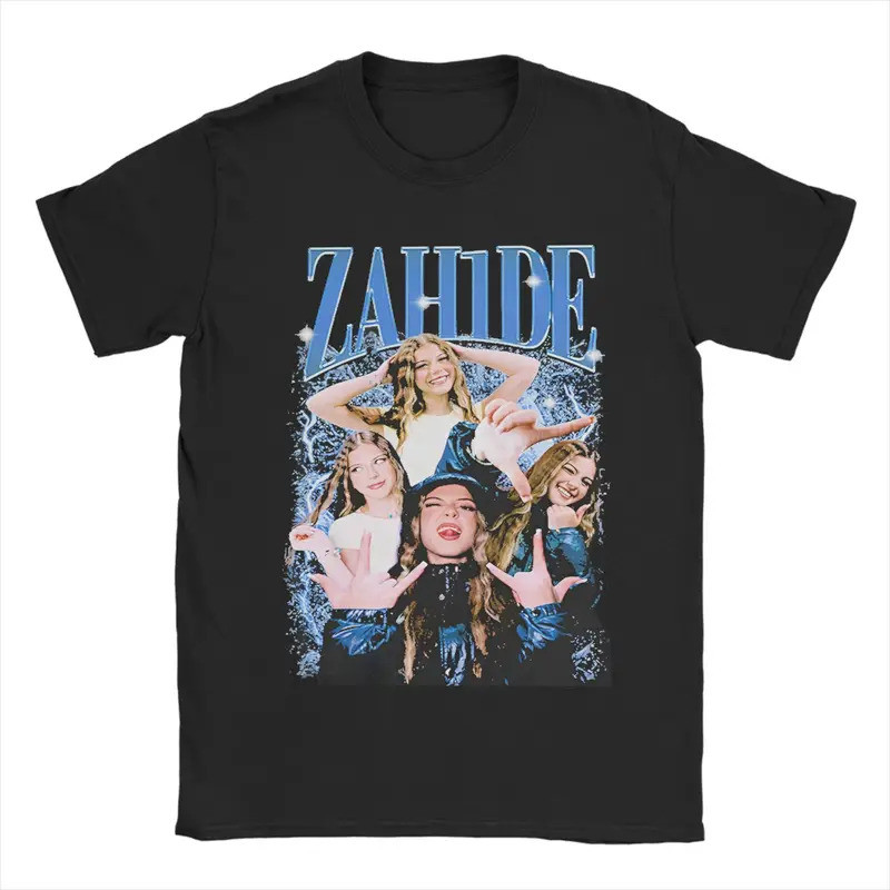 เสื้อยืดผู้ชายผู้หญิงลายกราฟิกพิมพ์ลายเรโทร Zahide Bootleg ผ้าฝ้าย เสื้อผ้า
