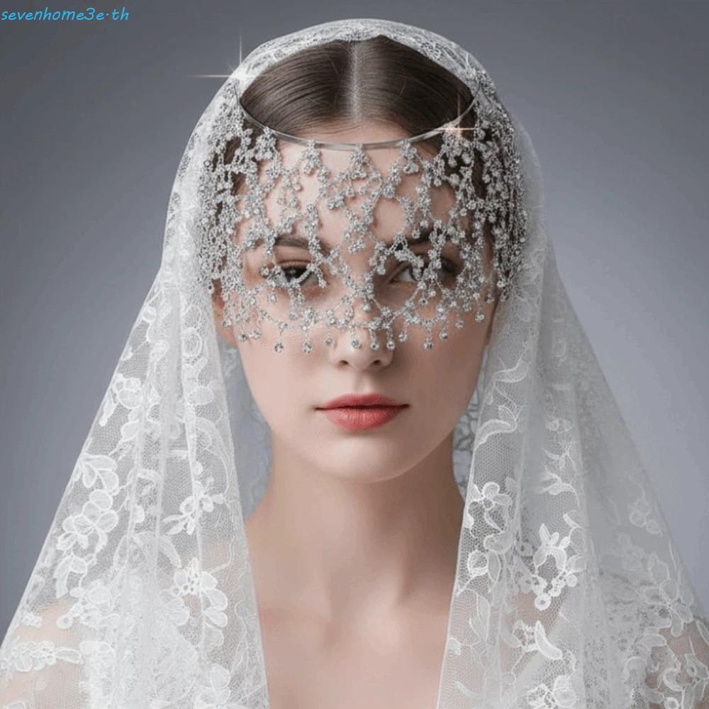 SEVENHOME3E ผม Hoop หัวโซ่, สไตล์เกาหลีเจ้าสาว Tiaras ตาราง Rhinestone ผม, ประณีตสุทธิรูปร่างแถบคาดศ