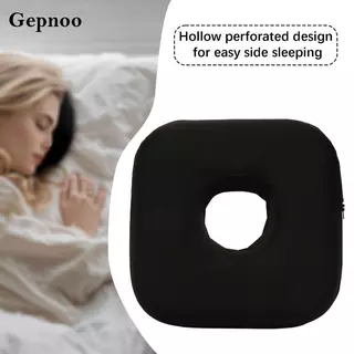 [Gepnoo] หมอนเจาะหูสําหรับเครื่องนอนด้านข้าง, เมมโมรี่โฟมระบายอากาศ, ปลอกซิปแบบถอดได้, บรรเทาอาการปวด, เหมาะสําหรับโฮมออฟฟิศหรือ
