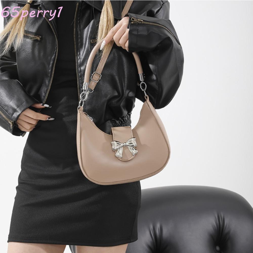 PERRY1 Bowknot Crossbody Bag, Y2k Style Bow Dumpling Shoulder Bag, Fashion PU Leather Large Capacity