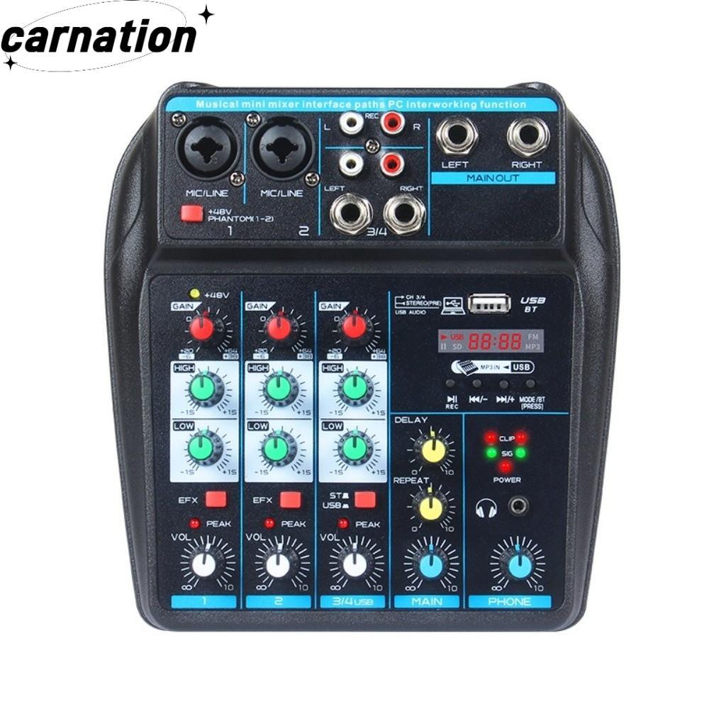 CARNATION DJ Console Mixer, 4 Channel Bluetooth Audio Mixer, with 48V Phantom Power Portable Monitor