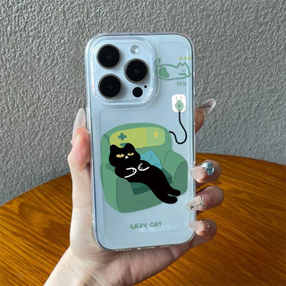 โปร่งใส จัดส่งจากประเทศไทย แมวดำลำลอง for iPhone เคสไอโฟน17 11 12 13 14 15 16 PLUS PRO MAX X XS MAX XR 7/8PLUS แอปเปิ้ลโ