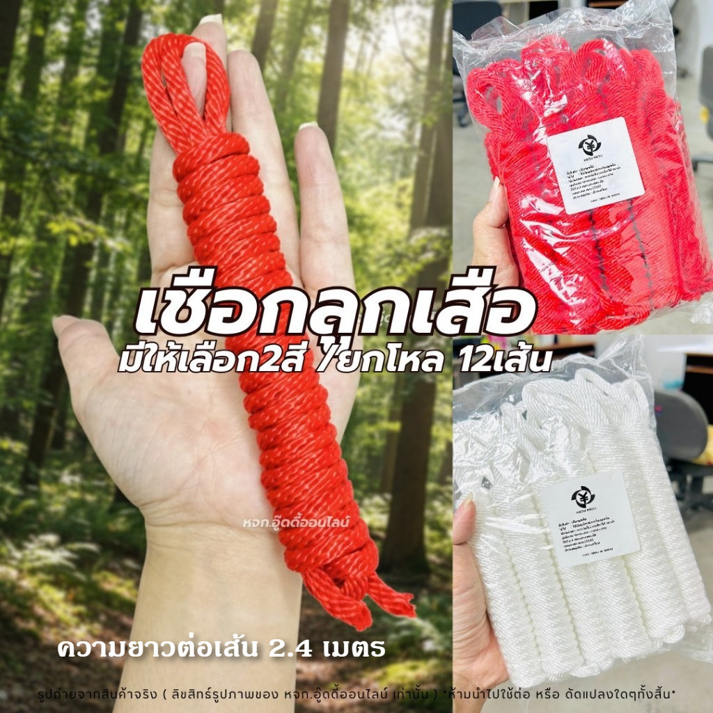 เชือกลูกเสือ เชือกเงื่อน อุปกรณ์ลูกเสือ 12เส้น 2.4 เมตร เชือก สีแดง สีขาว ลูกเสือ เนตรนารี แคมป์ปิ้ง