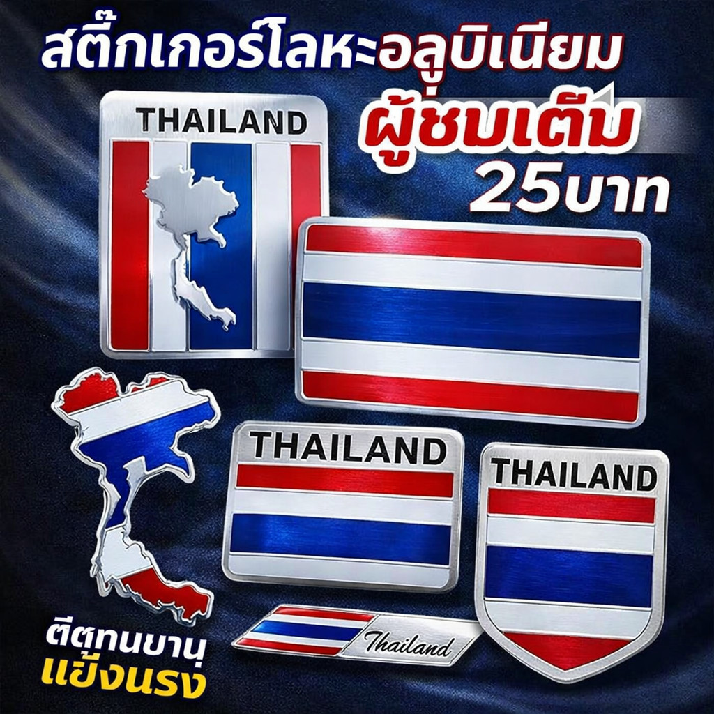 Thailand สติกเกอร์ ธงชาติไทย อะลูมิเนียม คุณภาพสูง กันน้ำ กันแดด โลโก้ประเทศไทย