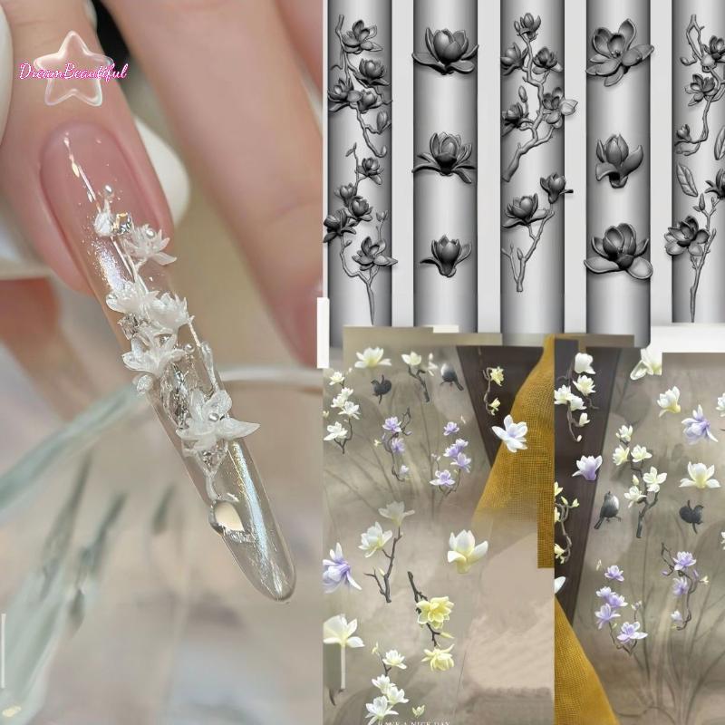 <DBFl-t> 3D Magnolia ดอกไม้เล็บแม่พิมพ์ DIY ซิลิโคนเล็บเครื่องมือกลีบดอกไม้ออกแบบเล็บแม่พิมพ์แกะสลักแม่แบบออกแบบใหม่