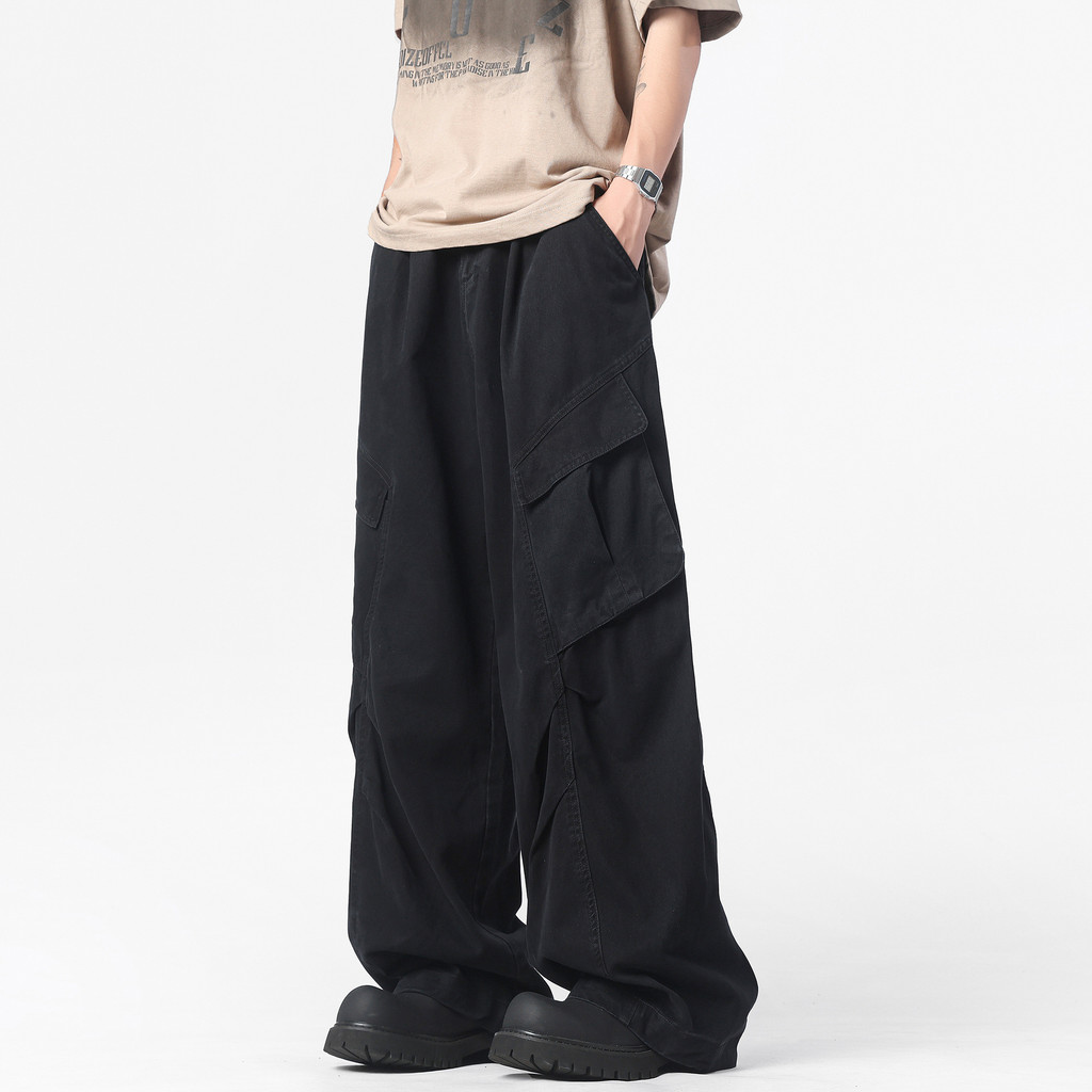 Navy Blue New Cargo Pants American High Street Niche Machete Wide Leg Pants Men Spring and Autumn Fa
