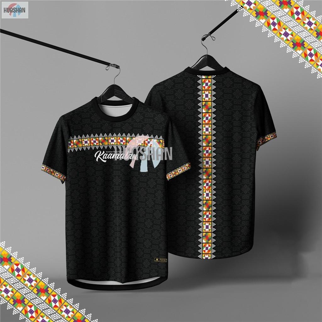เสื้อยืดฤดูร้อน การปรับแต่งฟรี เสื้อ Kaman (Sunduvan Kaman) สไตล์ Borneo ชาติพันธุ์ คอปก ใหม่ในปี 20