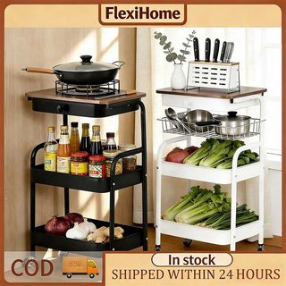 Upgrade 3 Tier Movable Trolley with Drawer Multi-Purpose Steel Storage Organizer for Home