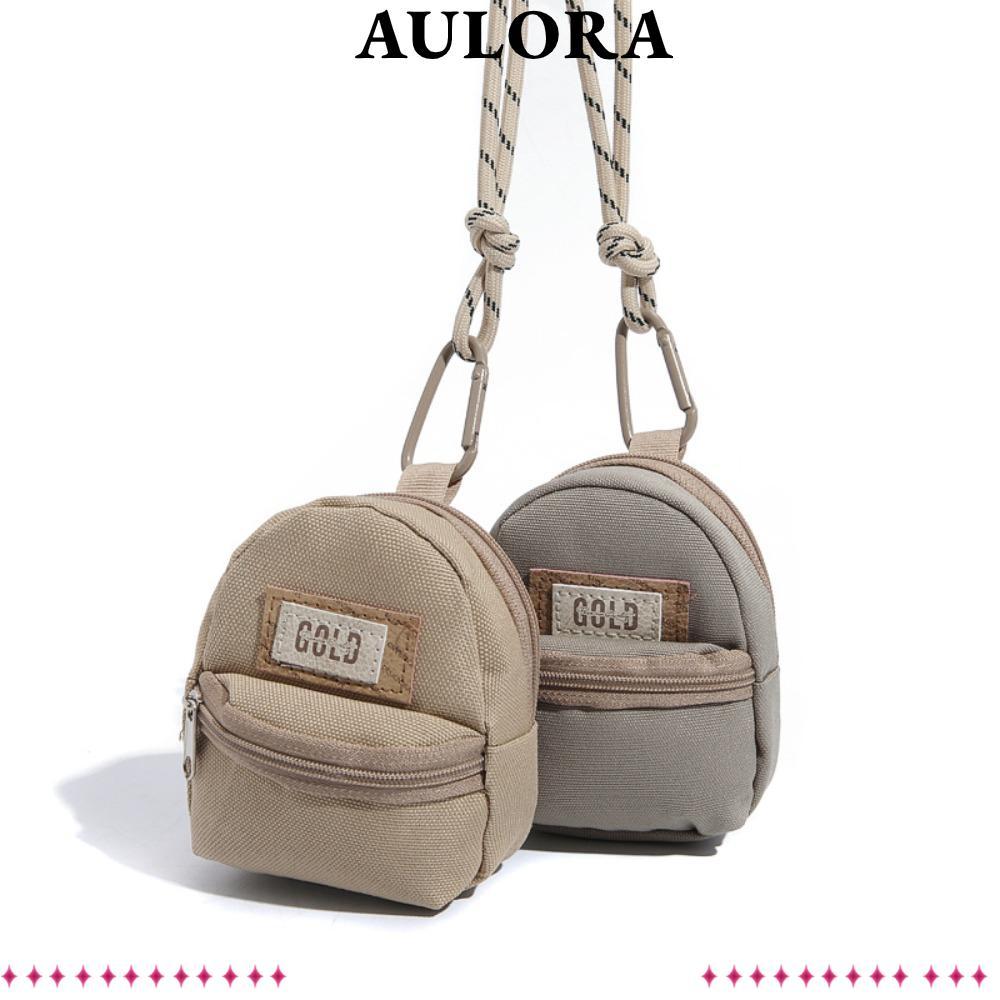 AULORA กระเป๋าสำหรับหูฟัง พวงกุญแจพร้อมกระเป๋าใส่เหรียญ ดีไซน์เรียบง่าย ความจุมาก กระเป๋าคาดเอวขนาดเล็กจากไนลอน ของขวัญ