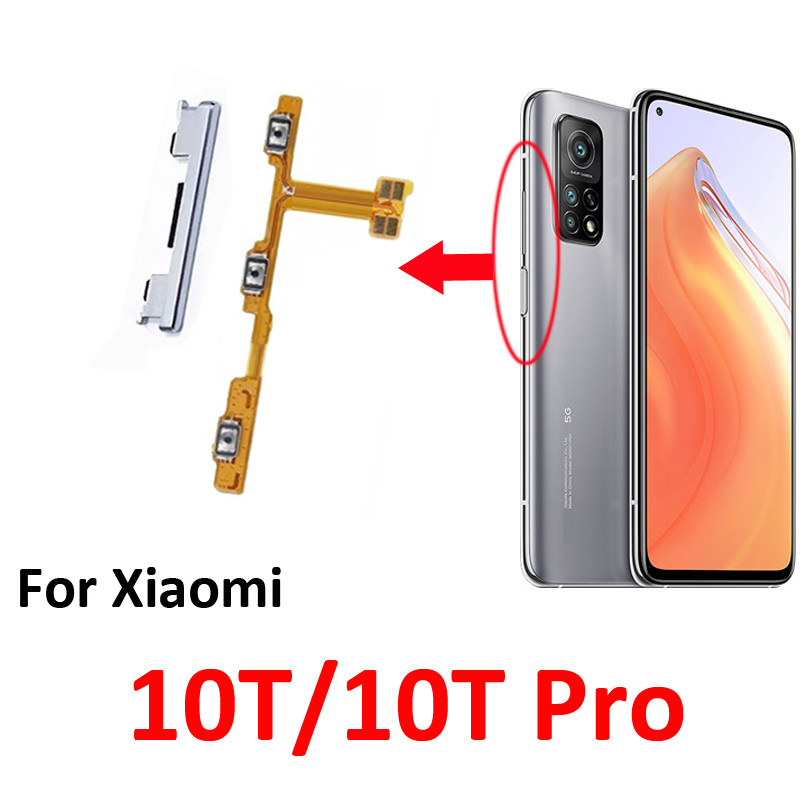 สําหรับ Xiaomi MI 10T Pro 5G โทรศัพท์ใหม่ปุ่มปรับระดับเสียง Off Up Down Key Flex Cable Part สีเทาเงินสําหรับ Redmi K30S