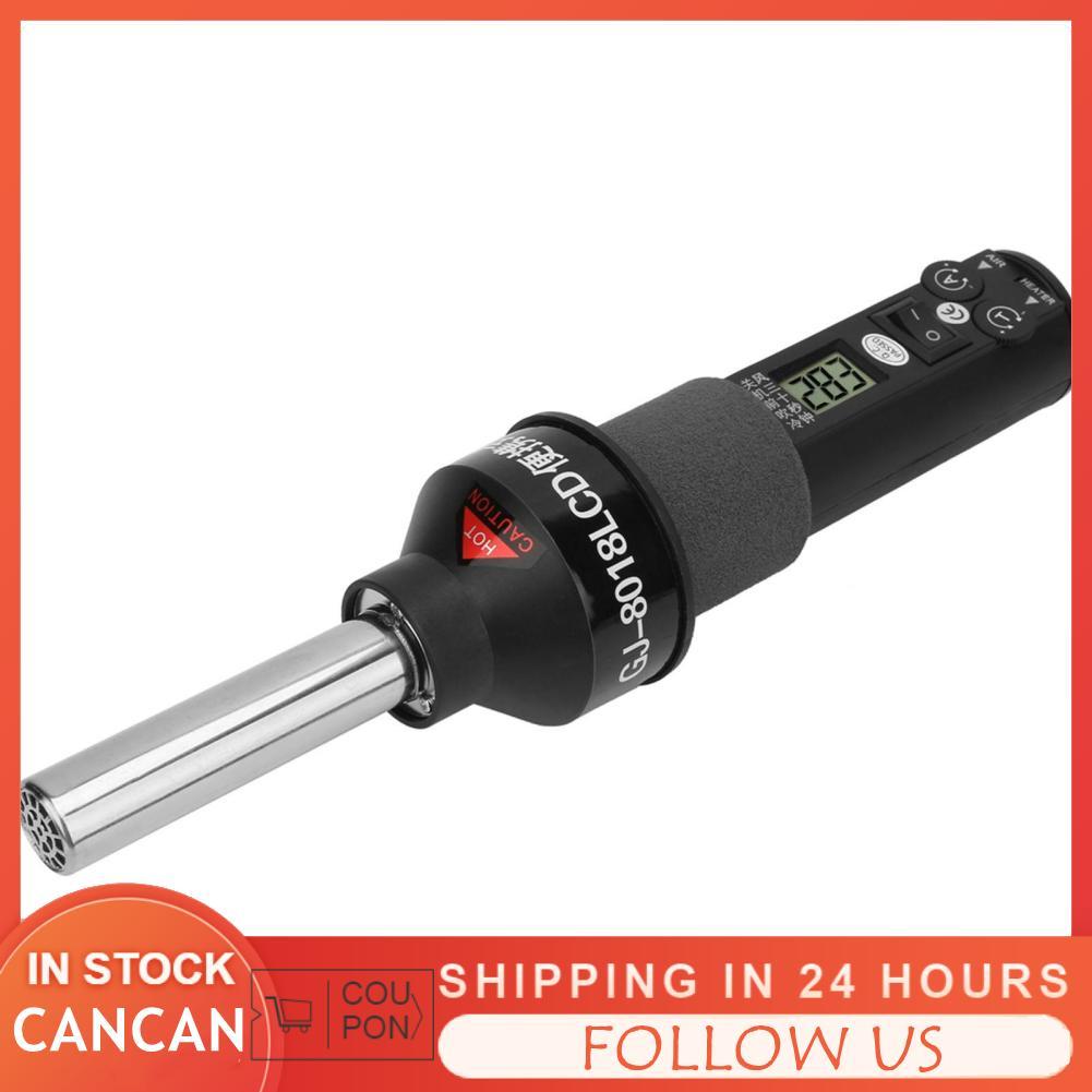 Cancanshop Cancanshop แบบพกพา HOT AIR GUN มือถือ 450W LCD ปรับอิเล็กทรอนิกส์บัดกรี Desoldering ดิจิต