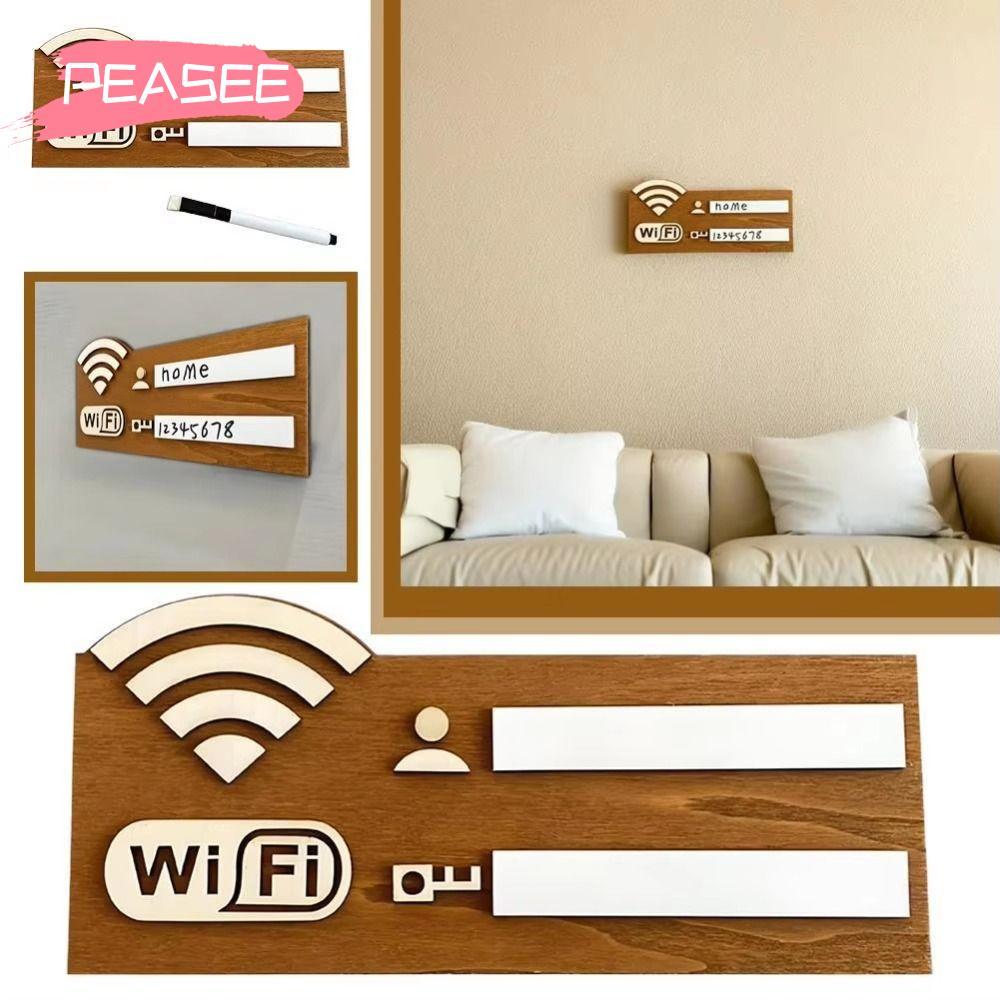 [PEASEE] สติ๊กเกอร์ติดผนัง WiFi, ป้ายรหัสผ่าน WiFi ลายมือติดผนัง, ไม้เขียนซ้ําได้วินเทจอเนกประสงค์ใช้ตัวบ่งชี้ WiFi ตกแต่งบ้าน