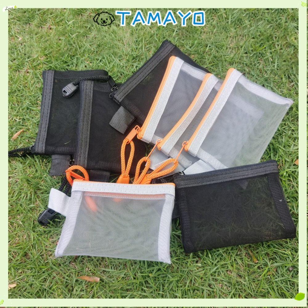 TAMAYO กระเป๋าใส่เหรียญ 1 ชิ้น, ไนลอนตาข่ายกระเป๋าซิป, Mini Bank Card กระเป๋าสําหรับหูฟัง Data Line ลิปสติก Storage