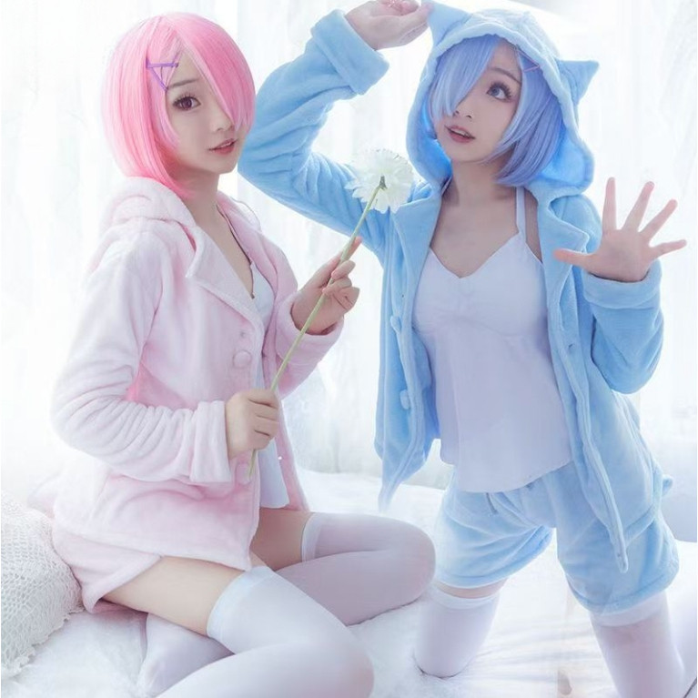 Zero-Starting Life in Another World cos Rem ชุดนอน Rem cos Ram ชุดนอน Rem cos Ram คอสเพลย์คอสเพลย์