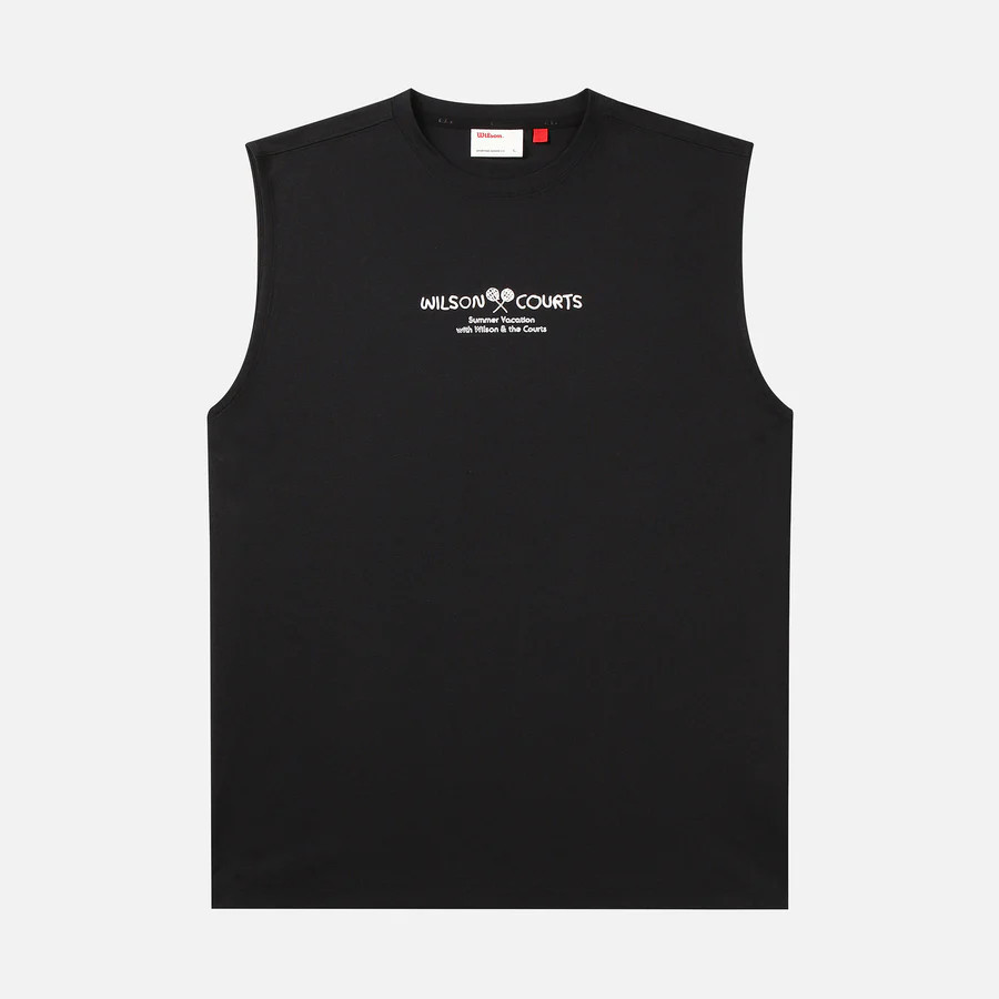 WILSON X THE COURTS เสื้อกล้ามเทนนิสสําหรับผู้ชายและผู้หญิงผ้าฝ้ายลําลองแขนกุด S-3XL