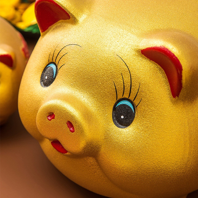 Ready Stock Immediate Shipping#Ceramic Large Golden Pig Piggy Bank Only Can't Enter Out Children's G