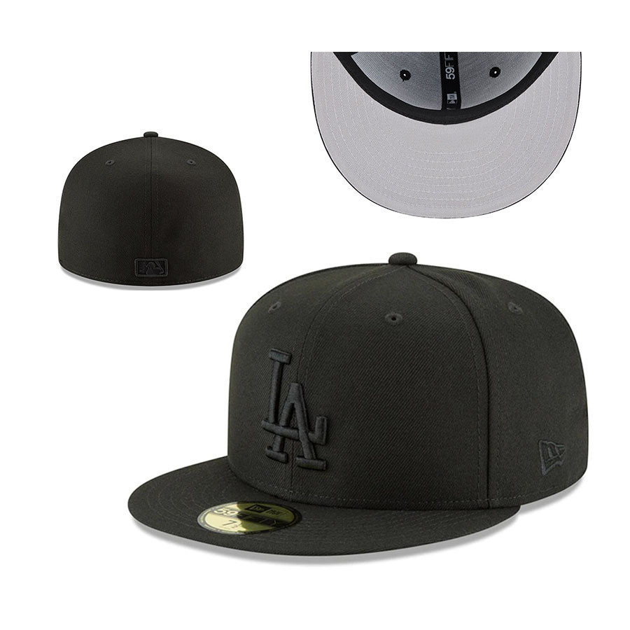 Los Angeles Dodgers Blackout Basic 59FIFTY Slim Fit Flat Brim Hat Fit Hat Outdoor Sun Hat Sports Tra