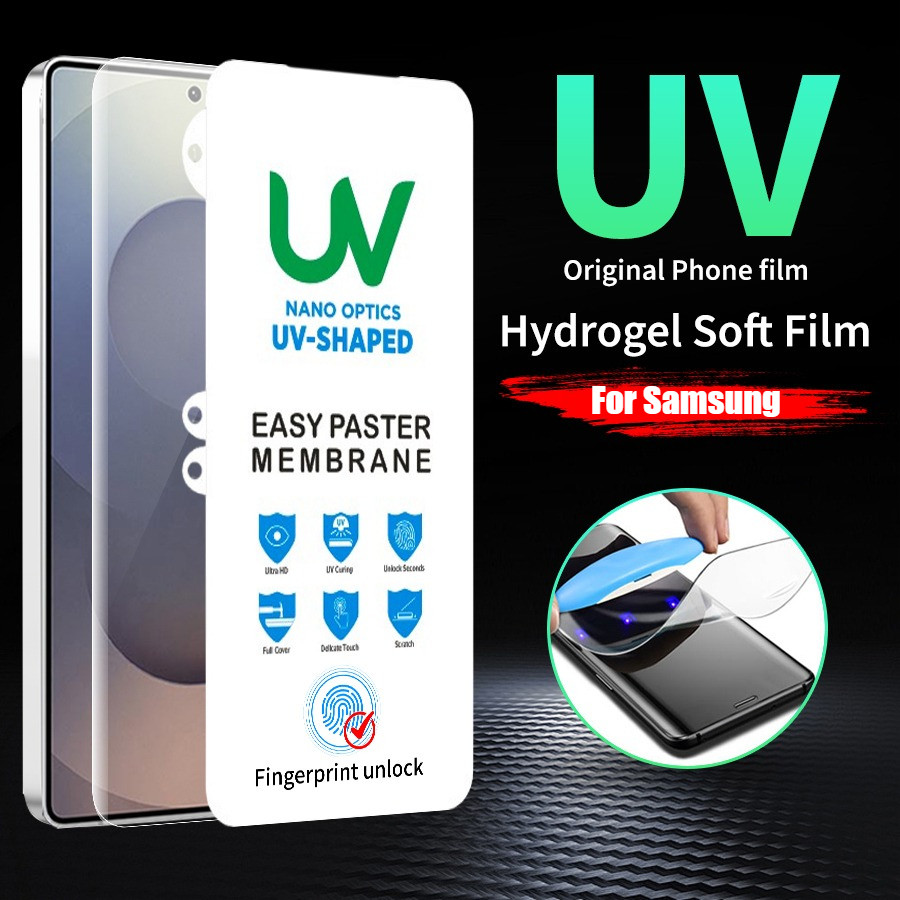พร้อมกาวเต็ม ฟิล์มป้องกันแสง UV สําหรับ Samsung Galaxy S26 Ultra S25 Ultra S24 Ultra S23 FE S22 S21 S20 S10 Plus Ultra Note 10 20 Ultra