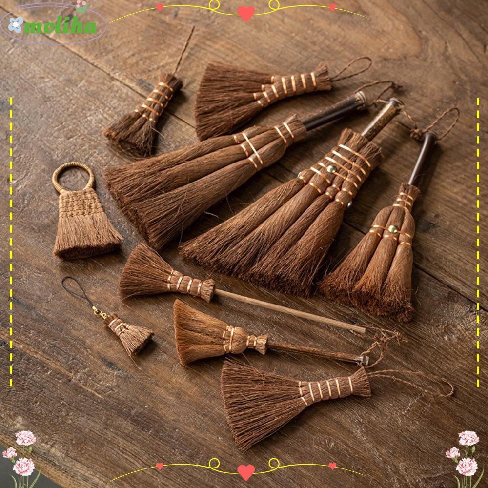 MOLIHA Asian Whisk Broom, Palm Natural Tea Cleaning Brush, Small Oil-free Handheld Scrub Brush Indor