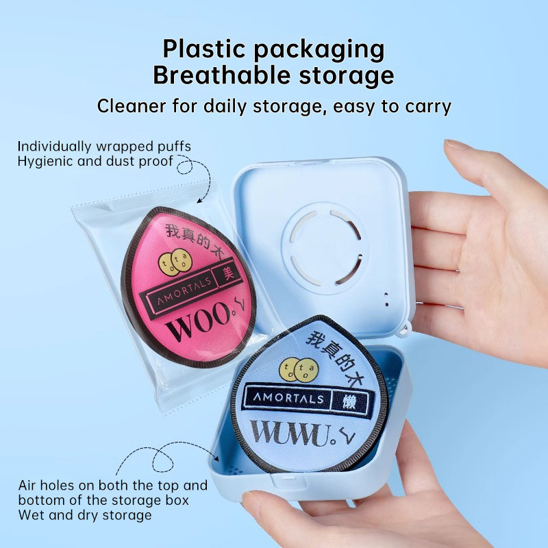 AMORTALS Black Plus Powder Puff Set ฟองน้ําแต่งหน้า Foundation Puff 尔木厚黑加棉气垫花糖定妆粉 2装 不粉