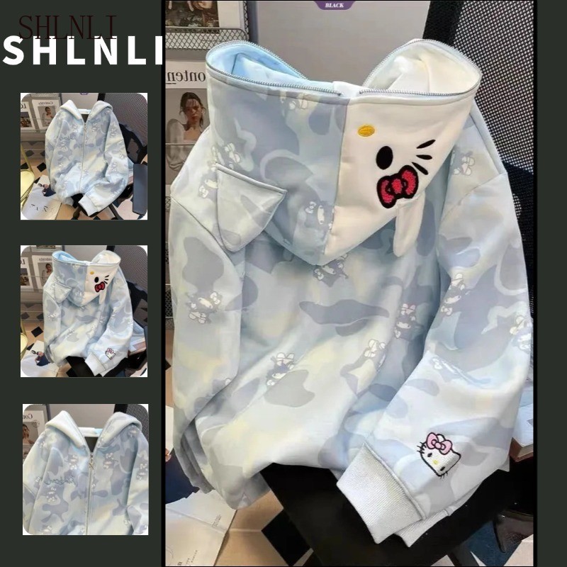 เสื้อแจ็คเก็ตพิมพ์ลาย อเมริกันหนา อบอุ่น เหมาะสำหรับฤดูใบไม้ร่วงและหนาว เสื้อลำลอง