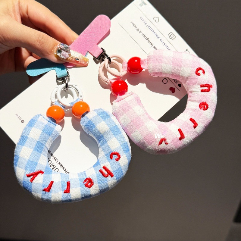 Super Hot s Filled ผ้าฝ้ายโทรศัพท์มือถือ Lanyard C สายรัดข้อมือแบบพกพาลายสก๊อตเย็บปักถักร้อยผ้าอุปกรณ์เสริม Anti-Lost แบบพกพา