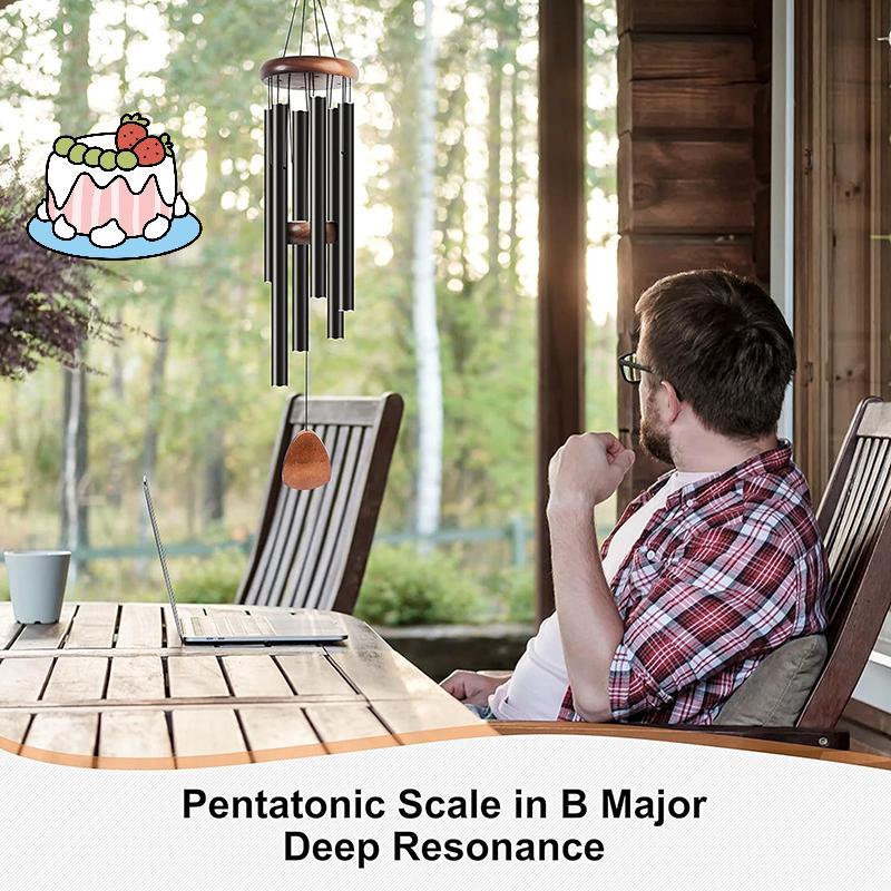 [Sep] คลาสสิก 26 นิ้วท่ออลูมิเนียมลมตีระฆังพร้อมแท็กแขวนไม้บ้านไร่สวนระเบียงทางเดินตกแต่ง [COD]