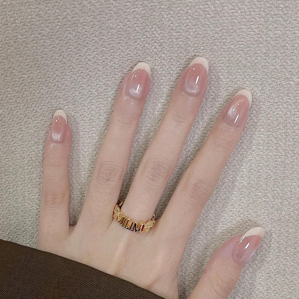 30PCS Minimalist Bare Pink French Wearing Armor Bare Pink French Fine Sparkling Elegant Nail Art-MJ-1180