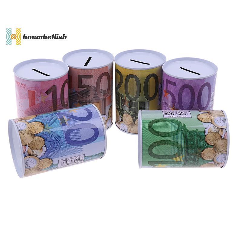 <Hembellish> Euro Dollar Money Box Safe กระบอก Piggy Bank Bank Bank Banks สําหรับเหรียญเงินฝากกล่องไ