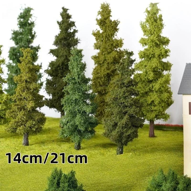 14-21 ซม.Miniature Pine Tree ชุดที่สมจริงรุ่นต้นไม้สําหรับ DioramaTrain เค้าโครง Fairy Garden & Architectural ภูมิทัศน์ Decor