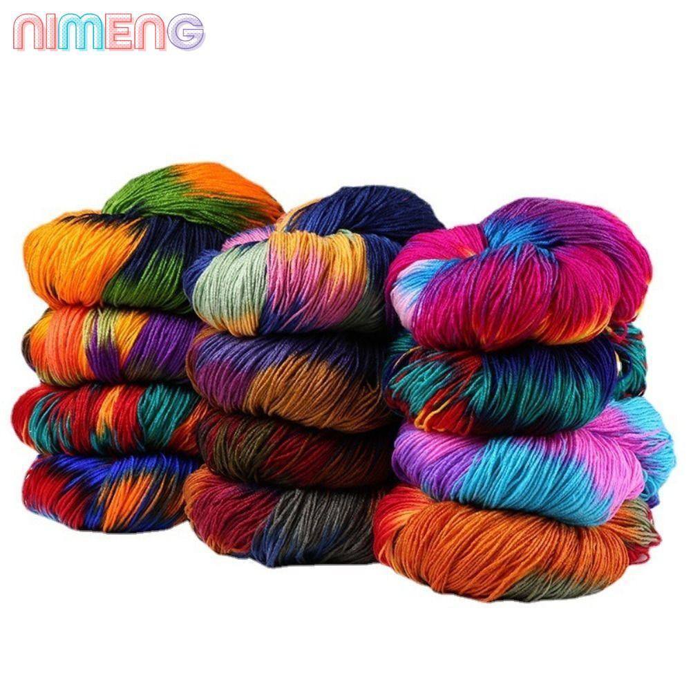 NIMENG ถักด้ายโครเชต์, เส้นด้ายขนสัตว์อะคริลิคย้อม Segment, ผ้าพันคอทอมือผสมสีหนา