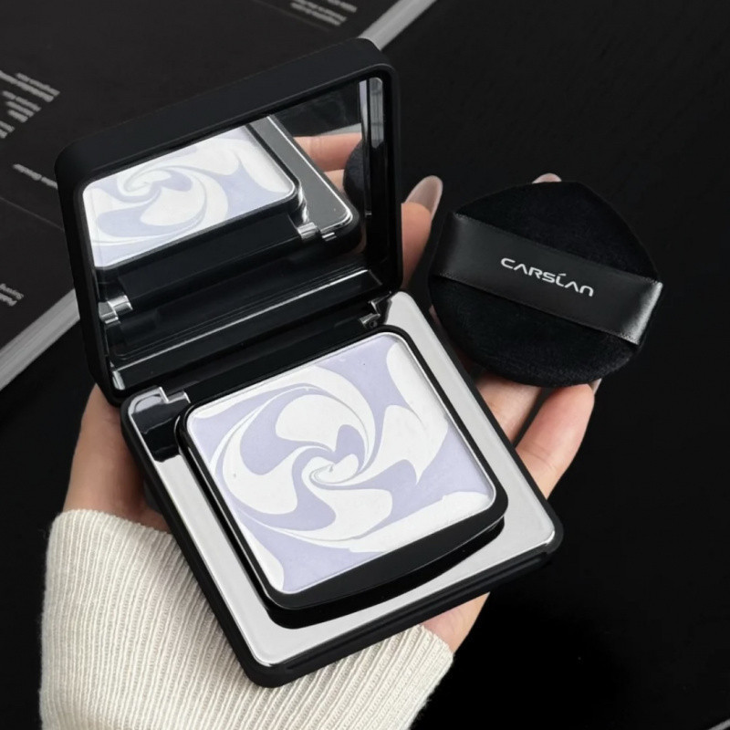 carslan คาร์สแลน สีดําแม่เหล็กผงเค้กคอนซีลเลอร์ควบคุมน้ํามันกันน้ําและติดทนนานแต่งหน้าผงสดใสธรรมชาติ