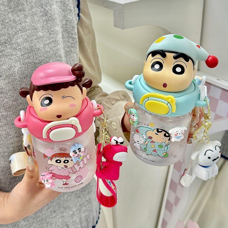 Crayon Shin-Chan Water Cup Children Straw Cup New Style Girl Cartoon Cute Portable Cup 330ml