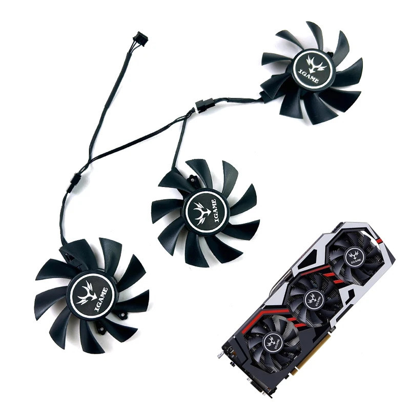 ใหม่ 75 มม.4PIN GTX1060 GPU Cooler พัดลมกราฟิกสําหรับที่มีสีสัน iGame GTX 1060 GTX 1070Ti GTX 1080 G