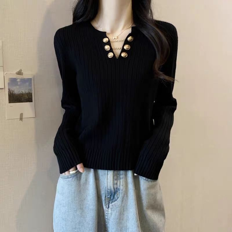 เสื้อแฟชั่นเนื้อ mmcodคอปกฤดูใบไม้ร่วงฤดูหนาวรหัสจอแสดงผลด้านบนใหญ่V-pitเสื้อกันหนาวผู้หญิงเสื้อถักล