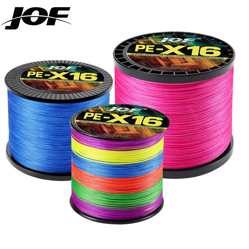JOF 300M 16 Strands สายตกปลาแบบถัก 100% PE Super Strong Multicolor Lure PE สายตกปลา