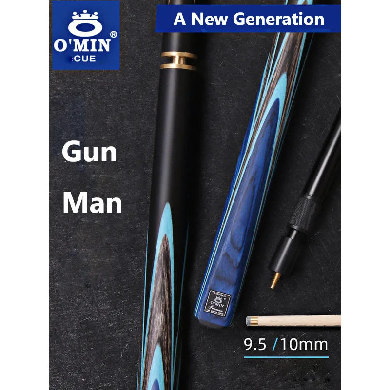 Omin Gum Man Snooker Cue Stick ทำจากไม้แอช มีขนาดปลายนิ้วให้เลือกระหว่าง 9.5 มม. และ 10 มม. มาพร้อมเ
