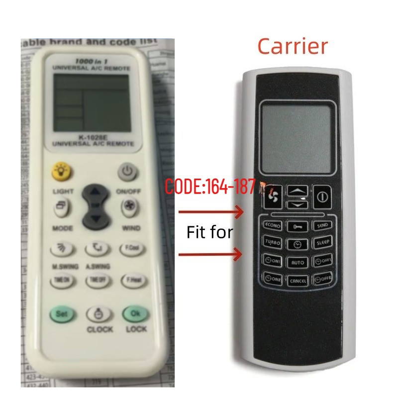 Chunghop K-1028E 1000 in 1 Universal Remote สําหรับเครื่องปรับอากาศ Aircon รีโมทคอนโทรล CARRIER 42BF