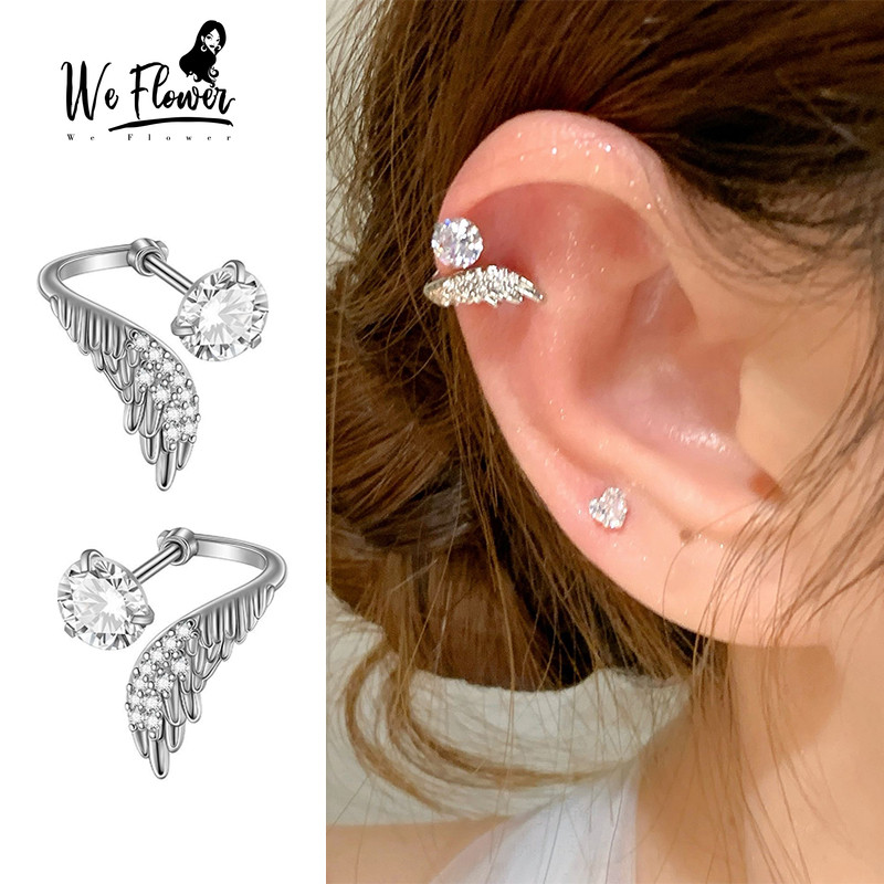 We Flower ต่างหูสตั๊ดAngel Wings s925เงินคริสตัล เสริมลุคแฟชันเกาหลี