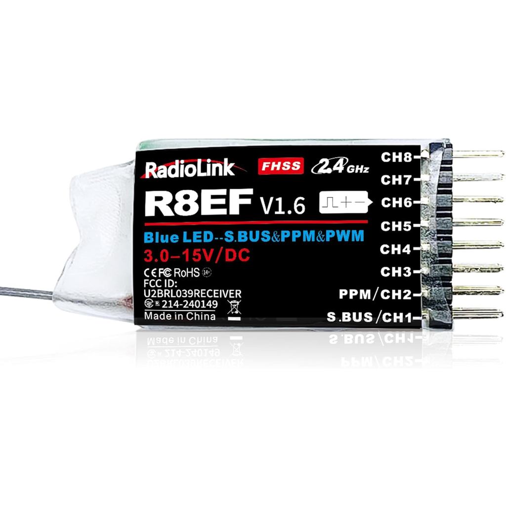 Radiolink R8EF 8 ช่อง 2.4GHz RC Receiver SBUS/PPM/PWM Long Range Control RX สําหรับเครื่องบินรถบรรทุ