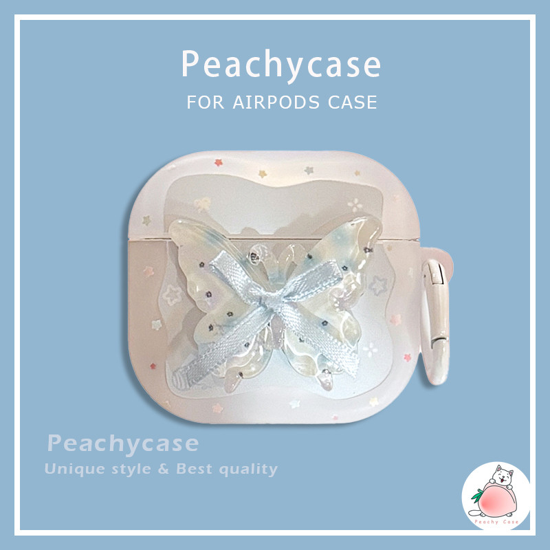 3D เกาหลีผีเสื้อดาว TPU หูฟังสําหรับ Airpods 1 2 Airpod Pro Pro2 Pro3 Air Pods 3 4 Drop หูฟังหูฟังป้
