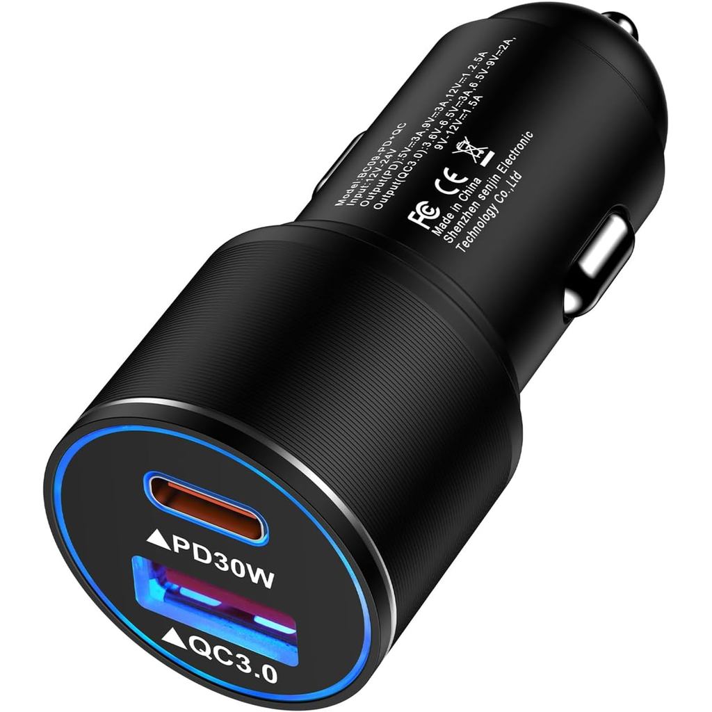 48W USB C ที่ชาร์จแบตในรถ,โลหะทั้งหมด 12V USB Outlet PD & QC 3.0 Fast Charge iPhone Car Charger Adap